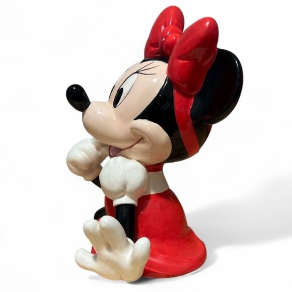 Disney Minnie Mouse Ceramic Musical Figurine Red Bow Yellow Shoes Posing - Works - Picture 4 of 10